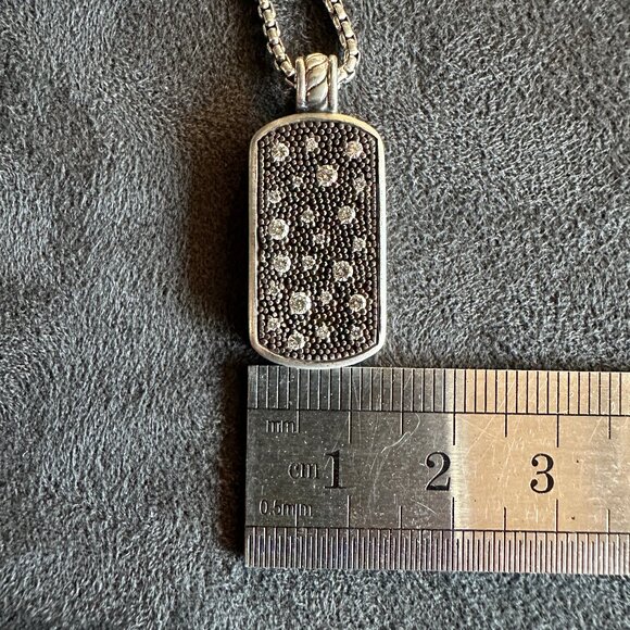 David Yurman Midnight Melange Dog Tag w/ Diamonds Necklace - 18" - RARE - Picture 14 of 16